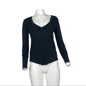 We The Free V Neck Tunic T Shirt Black Size XS